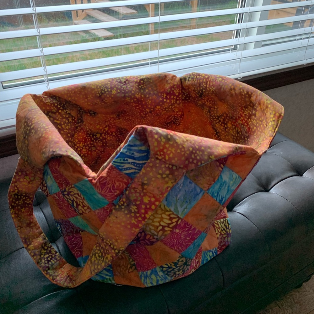 Handmade Mondo bag. Can be used for a perfect sized carry on, beach, groceries
